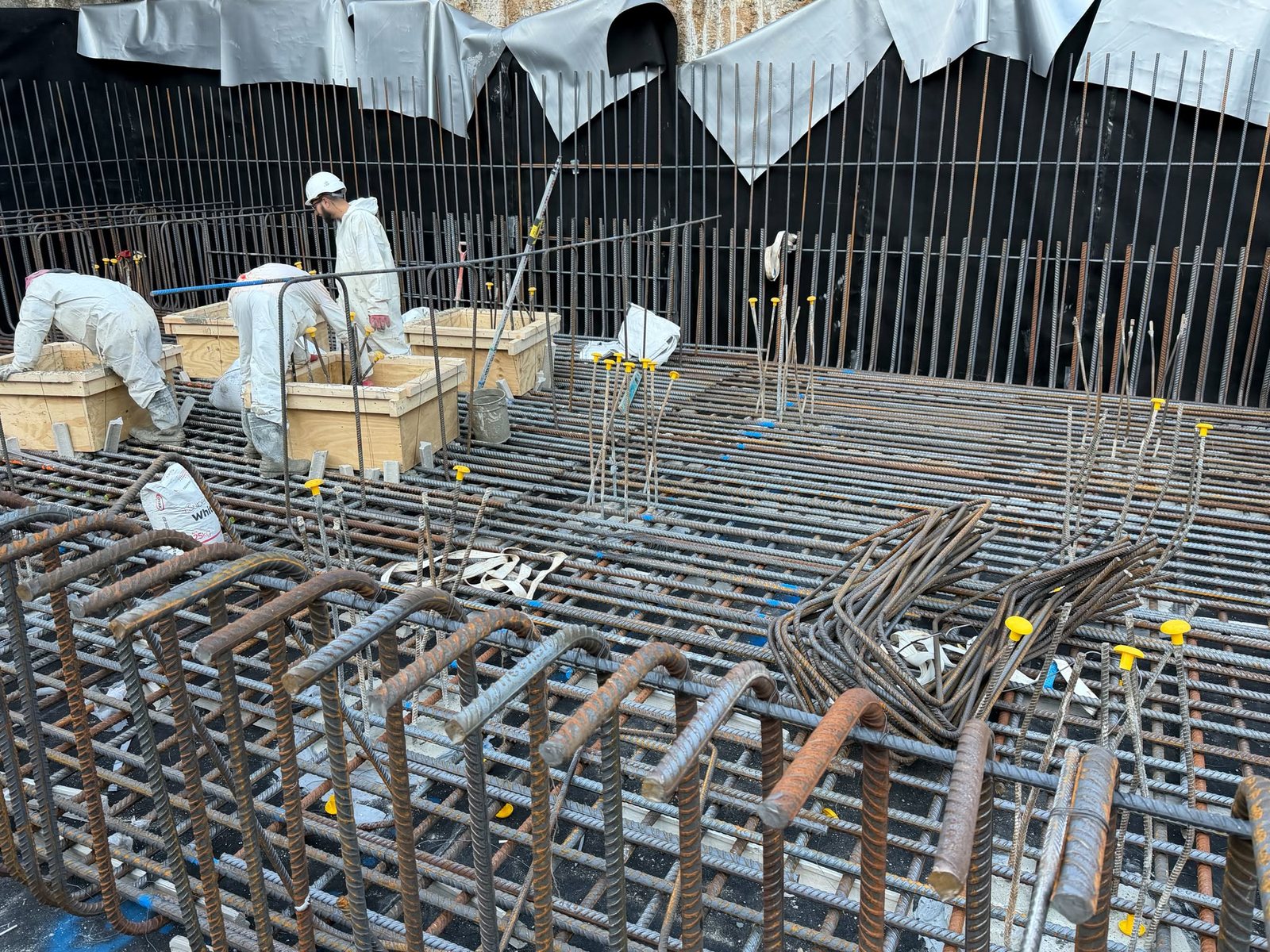 Slab reinforcement fixed on site by Velo Contractors Ltd